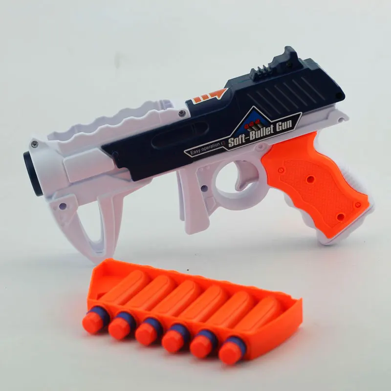 Ручной игрушечный пистолет с мягкими пулями, пластиковая игрушка, оружие, мальчик, наружная Домашняя игра, настоящий пусковой пистолет с журналами