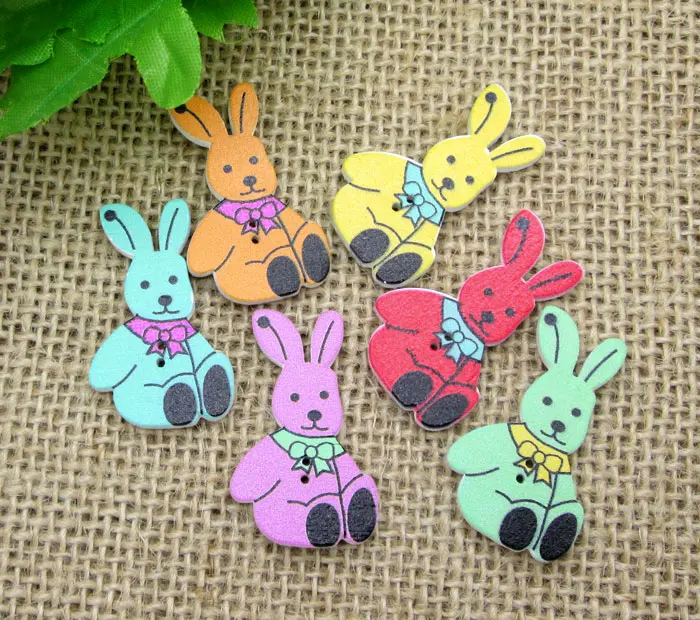 50Pcs Mixed Wood Rabbit Sewing Buttons For Kids Clothes Scrapbooking Decorative Wooden Botones Crafts Needlework DIY Accessories | Дом и сад