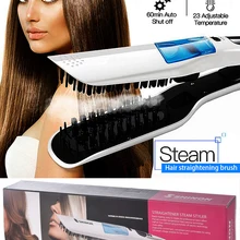 Профессиональный паровой быстрый выпрямитель для волос Расческа спрей паровой плоский утюг для выпрямления волос щетка для укладки волос инструменты ЖК-цифровой
