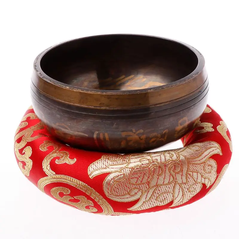 

Yoga Tibetan Singing Bowl Mat Himalayan Hand Hammered Chakra Meditation Religion Belief Buddhist supplies Random Color