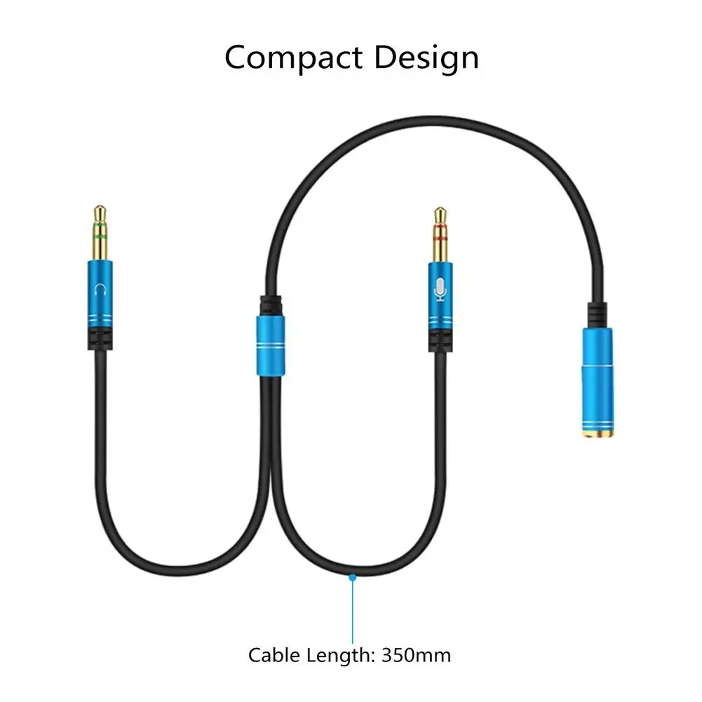 Ostart 3,5 мм наушники и микрофон y-разветвитель адаптер аудио Aux 2 штекер 1 гнездовой разъём наушников удлинитель подсоединенный кабель сплиттер