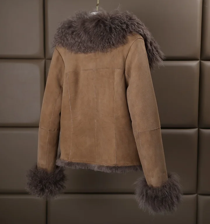 Новое поступление Роскошная Европейская американская зимняя модная женская куртка из натуральной овчины, шерстяная подкладка, Женская куртка XXL