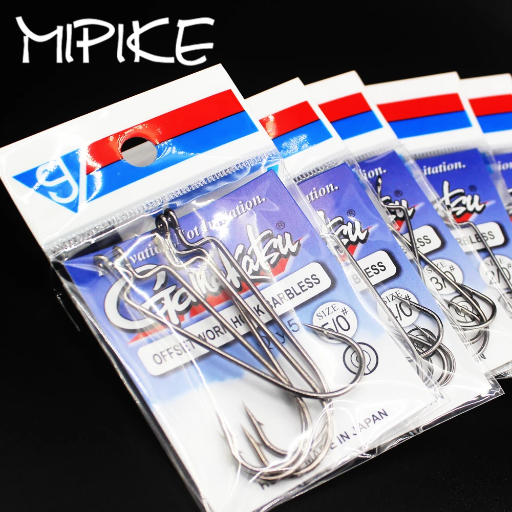 5pcs/lot Fishing Soft Worm Hooks Hi Carbon Steel Wide Super Lock Fishhooks Lure Softjerk Hooks 6#-5/0 Fishing Tackle gamakatsu