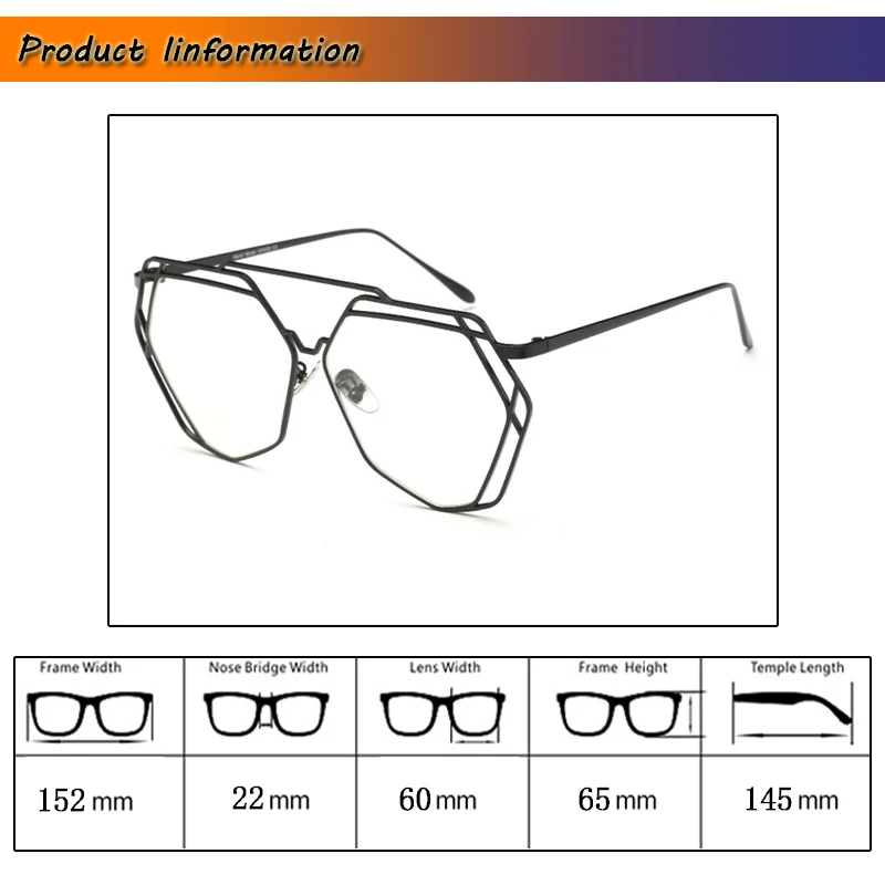 Очки прозрачные очки в европейском и американском стиле; новые модные полый металлический большие очки оптические оправы для очков по рецепту H5