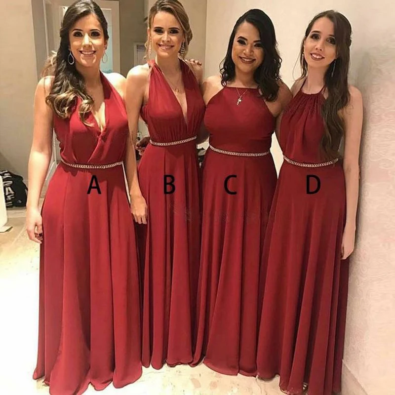 Vestidos Boho Sin Mangas De Chiffon Para Damas De Honor Junior Con Escote En V Salvia polvorienta main image 1