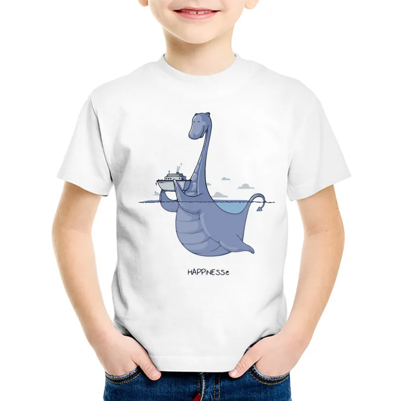 

TEEHEART Boys/girls's Modal T-shirt Loch Ness Monster Printed 18M-10T Summer Children Casual Clothing TA316