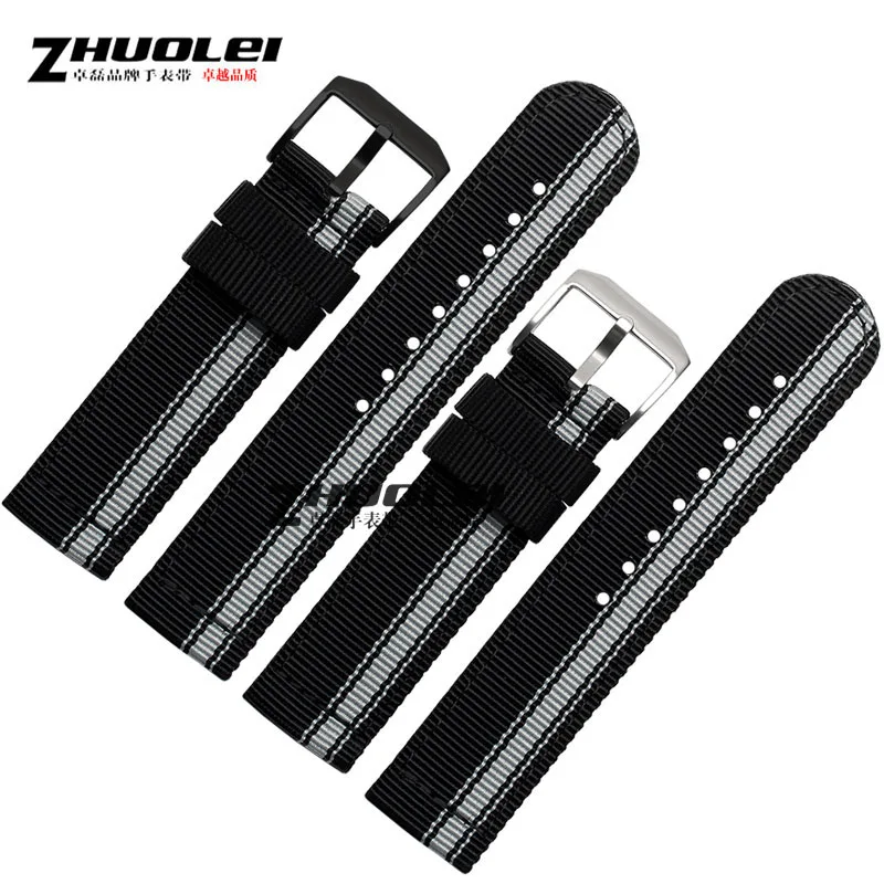 

22mm black High quality nylon strap watch perlon watchband straps for men wrist-watches Watch strap accessories+ tool + pins