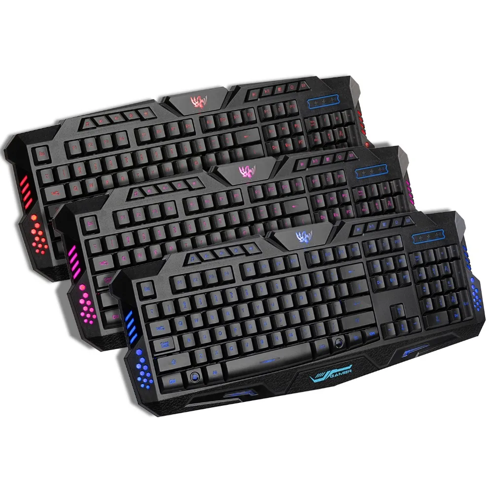 

3 Color LED USB Wired Backlit Game Keyboard Similar As Mechanical Waterproof Computer Gaming Keyboard For Office Keypad Home