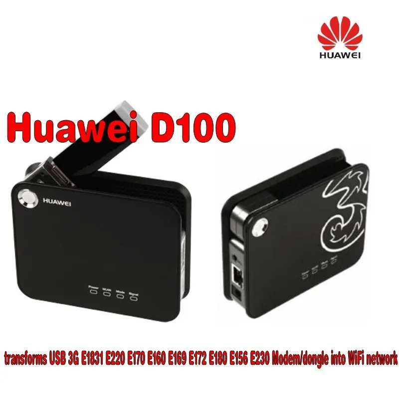 Черный разблокированный мобильный широкополосный Wi Fi роутер Huawei D100 +