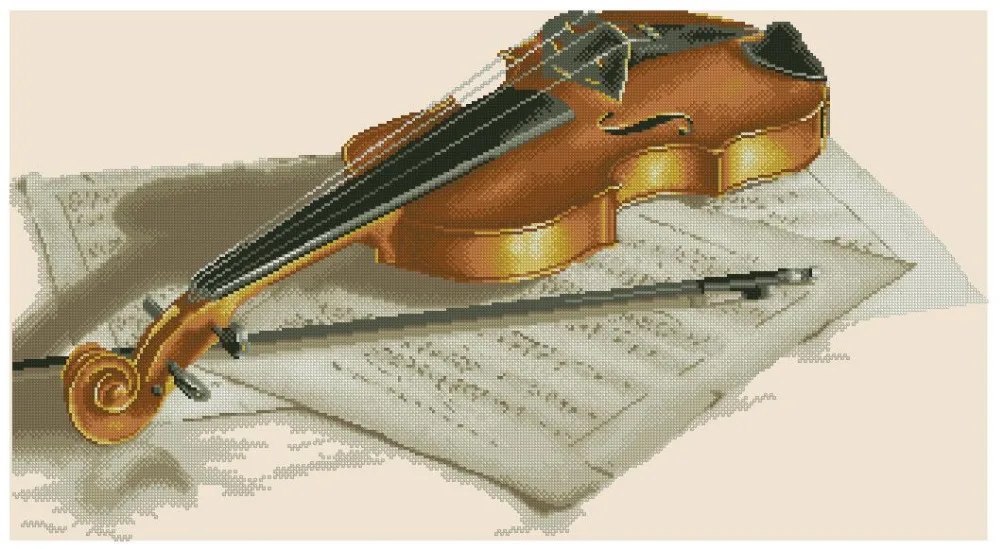 cs-2260 Cross Stitch Kit Violin and Staff Music Score