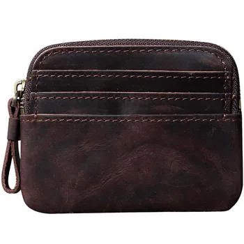 

Brown Real Cowhide Genuine Leather Mini Wallet Men Fashion Short Business Credit Card Holder Small Short Coin Purse Handmade