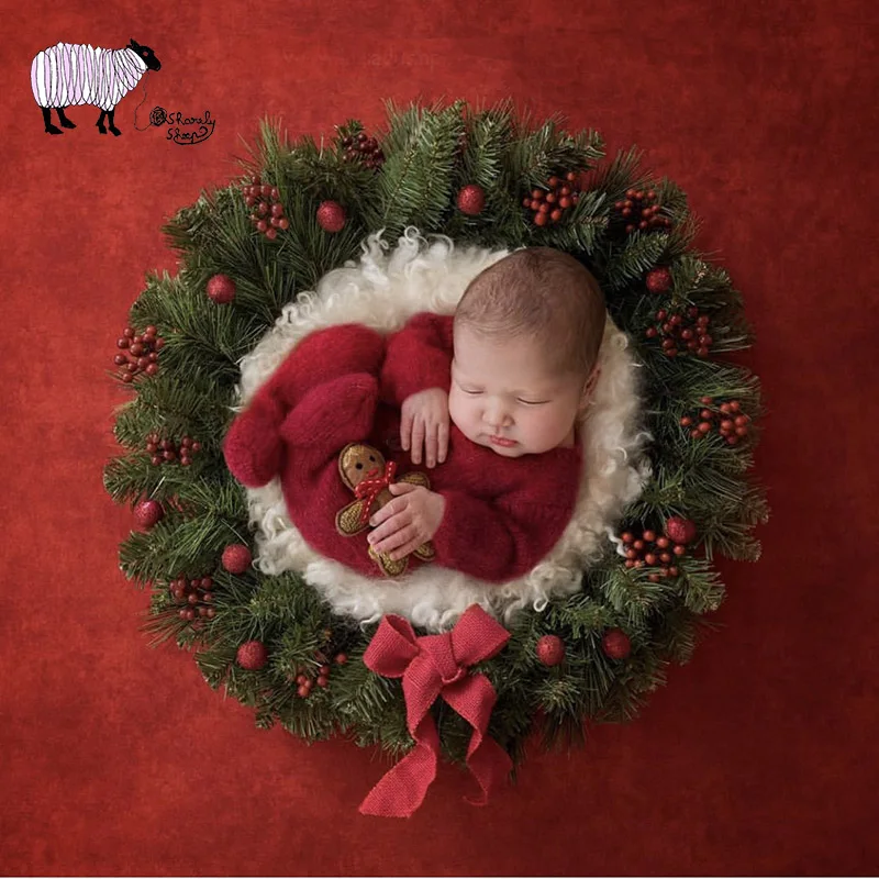 Рождественский костюм для новорожденных фон фотосъемки реквизит аксессуары