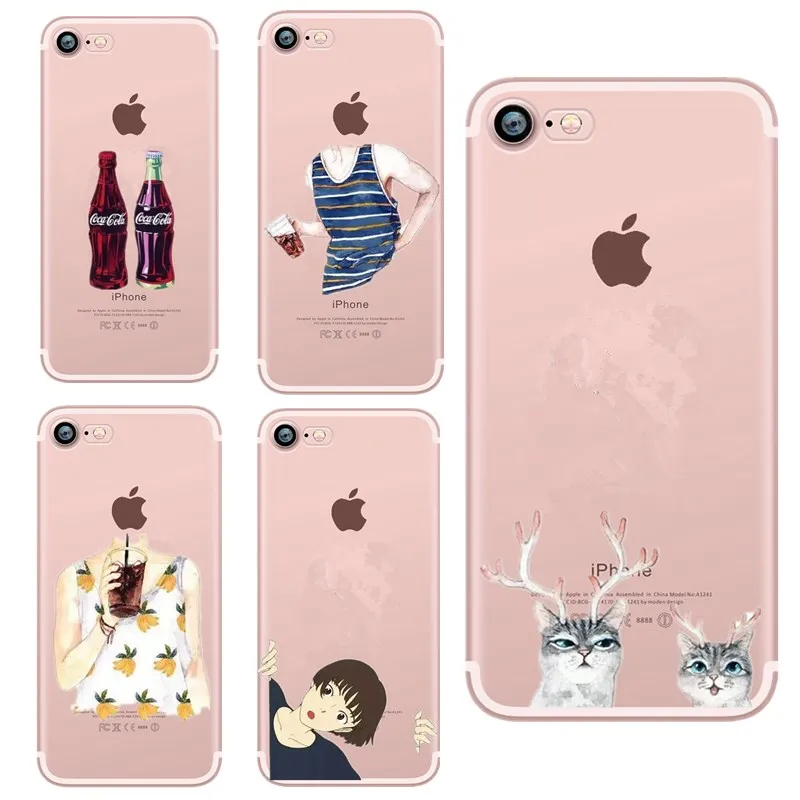 Popular Fun Coke Cat Case For iPhone 5 5S SE 6 7 8 High Quality Phone Bag Soft Cover X 6s Plus Beer Cases |