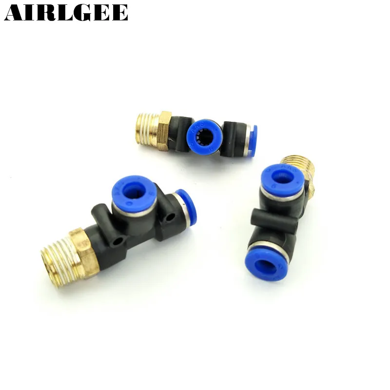 

3Pcs PD6-02 Pneumatic 1/4"PT Thread To 6mm 3 Way One Touch Push In T Joint Quick Fittings