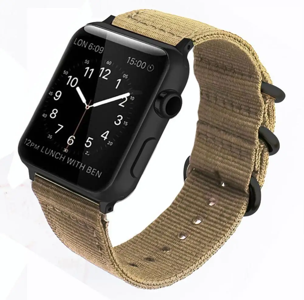 Ремешок nato для apple watch band apple watch 5 4 3 44 мм 40 мм iwatch band 42 мм 38 мм correa ремешок для часов браслет аксессуары для часов 2/1 - Цвет ремешка: Khaki