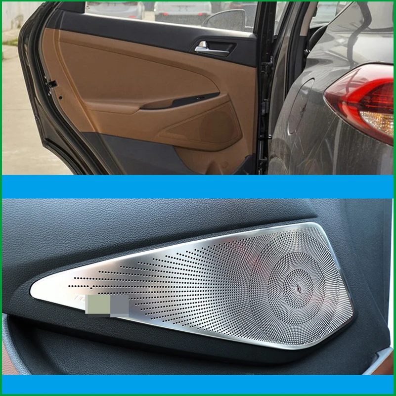Cubierta del anillo de Audio del altavoz de la puerta del coche ajuste estilo del coche para Hyundai Tucson 2015 2016 2017 2018 cubiertas del altavoz partes interiores Cubierta del anillo de Audio del altavoz de la puerta del coche ajuste estilo del coche para Hyundai Tucson 2015 2016 2017 2018 cubiertas del altavoz partes interiores