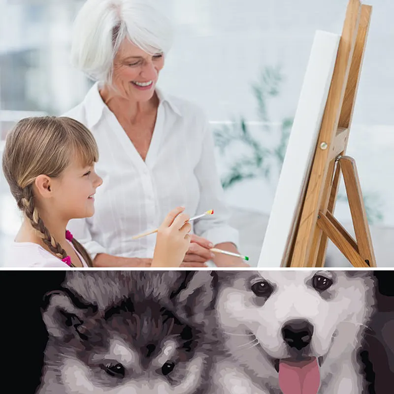 MURANFrameless Настенный декор собаки животные DIY Набор для рисования по номерам краски на холсте акриловые краски Painitng по номерам для дома