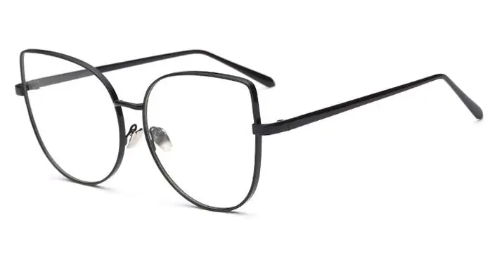 RunBird, кошачий глаз, солнцезащитные очки для женщин, Ретро стиль, модная металлическая оправа, прозрачные линзы, солнцезащитные очки, уникальные плоские женские очки, UV400, R058 - Цвет линз: Black Frame Clear