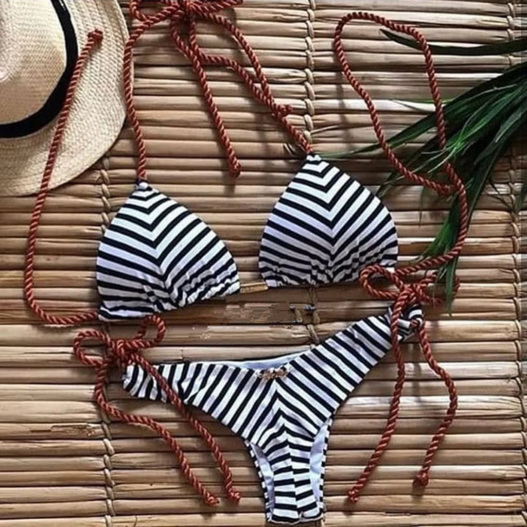 

WOMAIL Hot Sale Striped Printed Design Sexy Fashion Polyester Material Summer Polyester Material Underwear Female 19MAR02