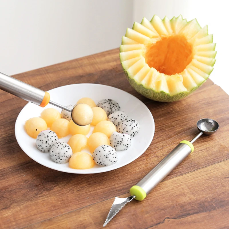 

Multi-Function Watermelon Digging Ball Fruit Splitter Home Creative Stainless Steel Fruit Digging Ball DIY Watermelon Artifact