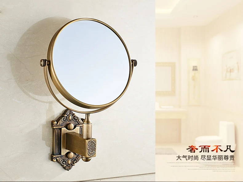 Европейское античное зеркало для макияжа зеркало косметическое для ванной комнаты, настенный креативный складной зеркальный кулон для ванной комнаты LO74231