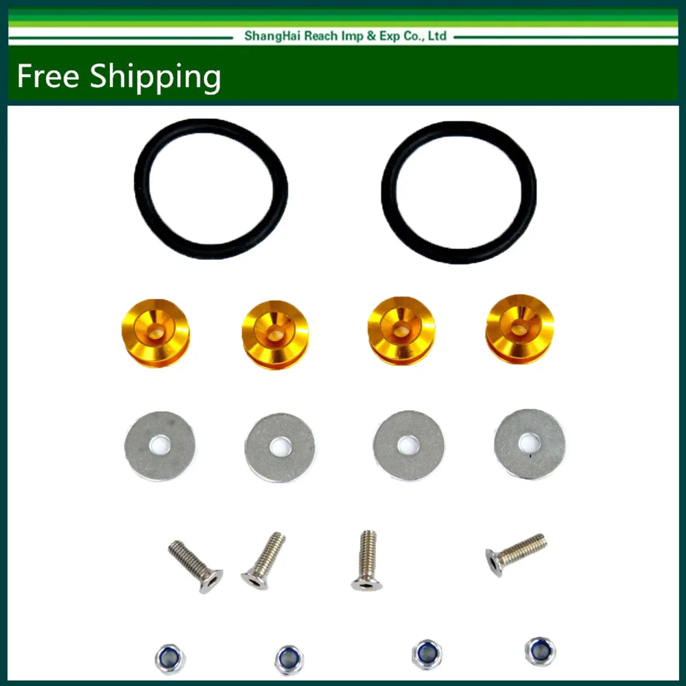 New Gold Aluminum Quick Release Fasteners Kit For Bumper&Trunk Hatch