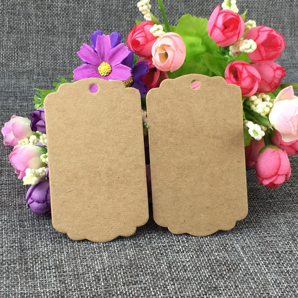 Wholesale 200PCS/Lot 8.5*5cm Karft Cardboard Hang Tags Lace Scallop Design Blank Jewelry Tag DIY