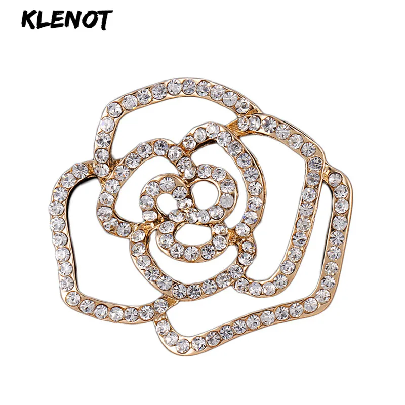 

Love Rose Camellia Flower Brooch Pin Rhinestone Crystal Camellia Flower Pins and Brooches For Women Corsage Brooch Plant Jewelry