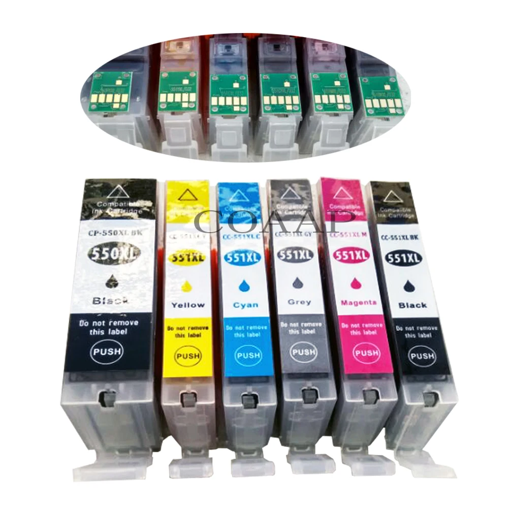 6x совместимый чернильный картридж canon 550 551 для PIXMA MG5650 MG5550 MG5450 MG5655 MG6350 MG6450 MG6650 MG7150