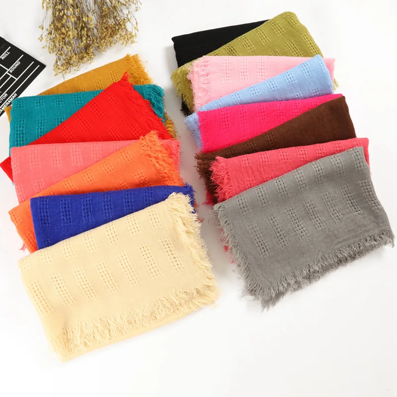 

2018 Newest Women Plain Color Hollow Out Scarf Wool Acrylic Scarf Warm Scarf 16Colors 10PCS/LOT