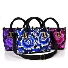 Этнические вышитые цветы узоры холщовые сумки через плечо для женщин винтажные бизнес унисекс