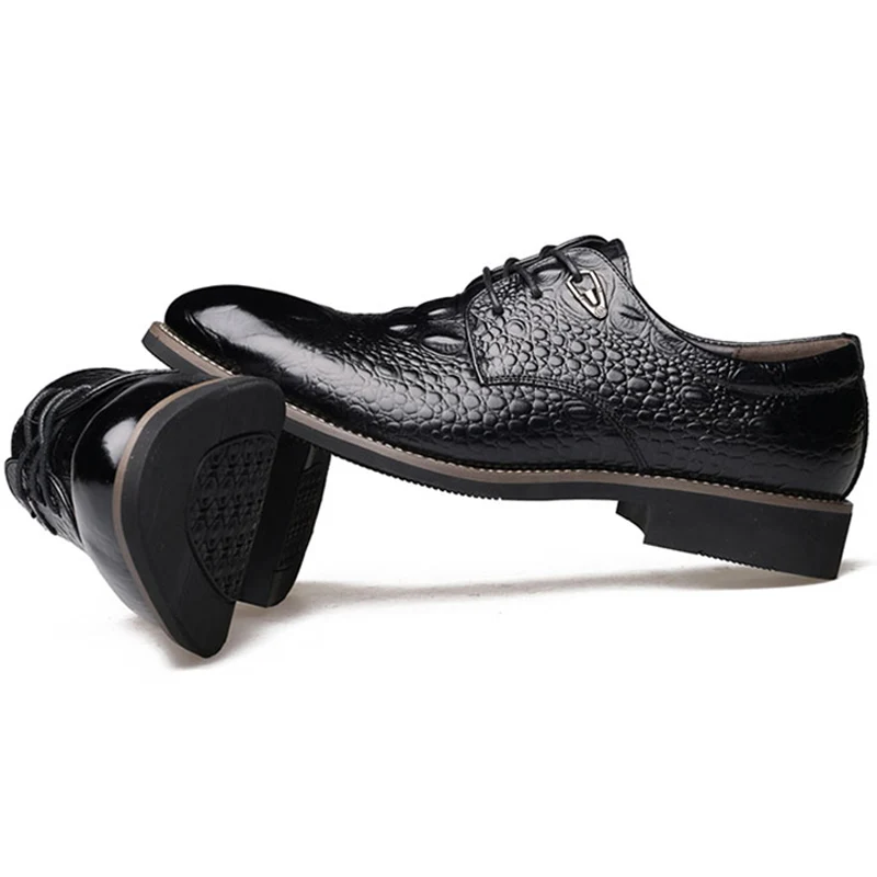 

Hot Sale Italian Style Men'S Flats Shoes Luxury Brand Business Dress Crocodile Embossed Genuine Leather Wedding Oxford Shoes