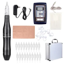 Клеймо Татуировка ручка комплект Гибридный ротационная татуировка машина Перманентный макияж ручка комплект питание 20 игольчатых картриджей EK201A(черный
