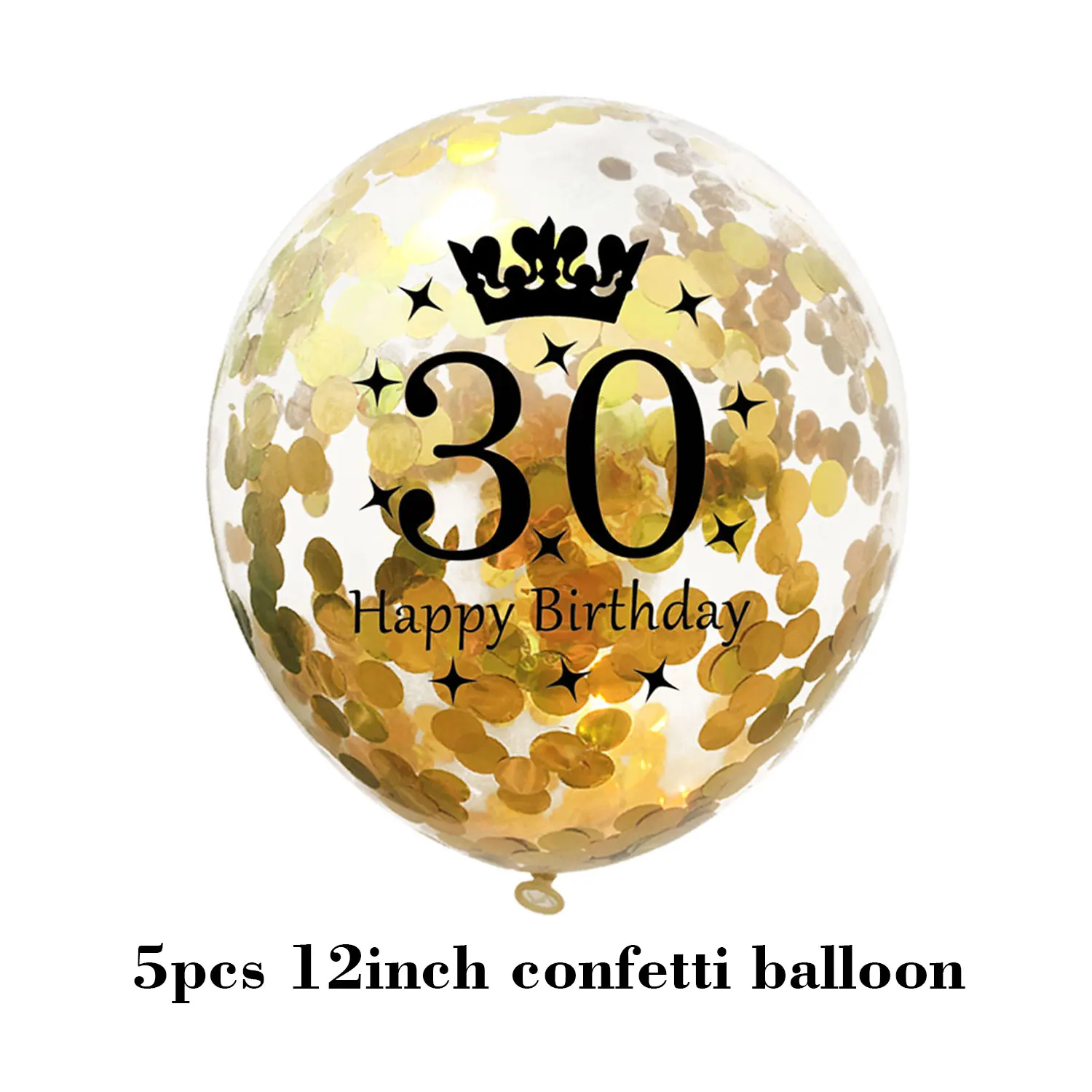 Happy Birthday Confetti Balloon Number Balloon Adult Birthday Cake Topper Gift Sticker For 16 18 21 30 40 50 60 Years Decoration - Цвет: 30 gold balloon