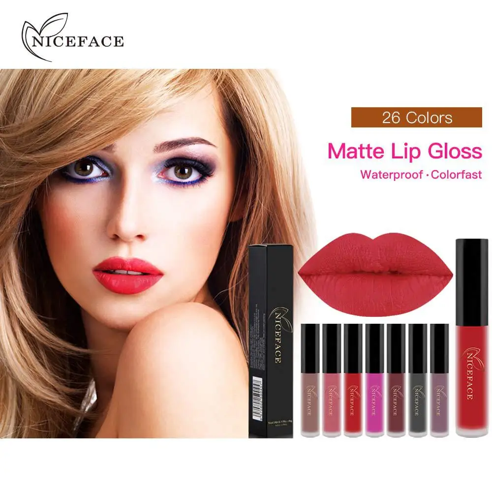 Блеск для губ NICEFACE 26 цветов нюдовая Матовая жидкая помада матовый водостойкий
