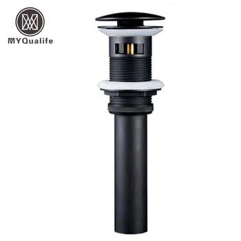 

Black Basin Sink Pop Up Drain Bathroom Vessel Sink Waste Drain with Overflow Faucet Water Drain