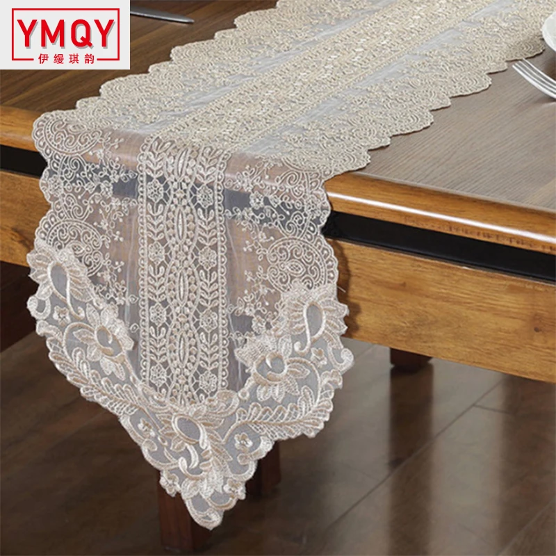YMQY Korean Lace Table Runner Wedding Decoration White Flag Embroidered Tablecloths TV Cabinet Cover | Дом и сад