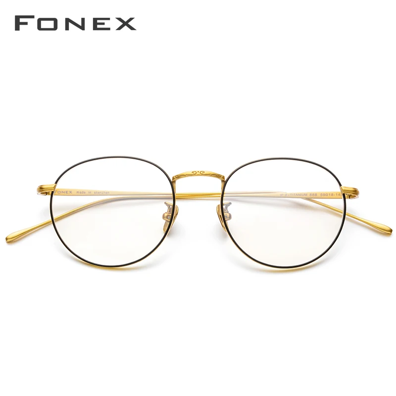 Marco de gafas de titanio puro Vintage ultraligero para hombre, montura de gafas de prescripción óptica de miopía redonda, gafas coreanas para mujer, 888 - 2