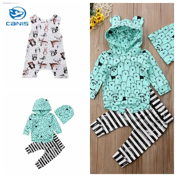 

2018 CANIS Baby Boy Girl Infant Clothes Cute Hooded Tops T shirt Pants Outfits Sets Tracksuit UK