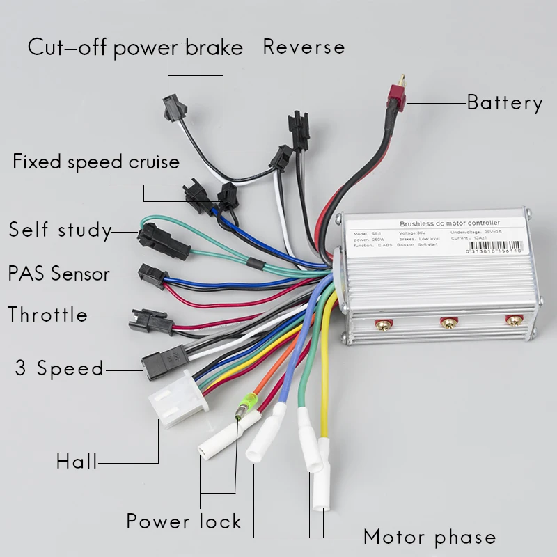 24V 36V 48V 350W 6 Mosfet Brushless Controller Electric