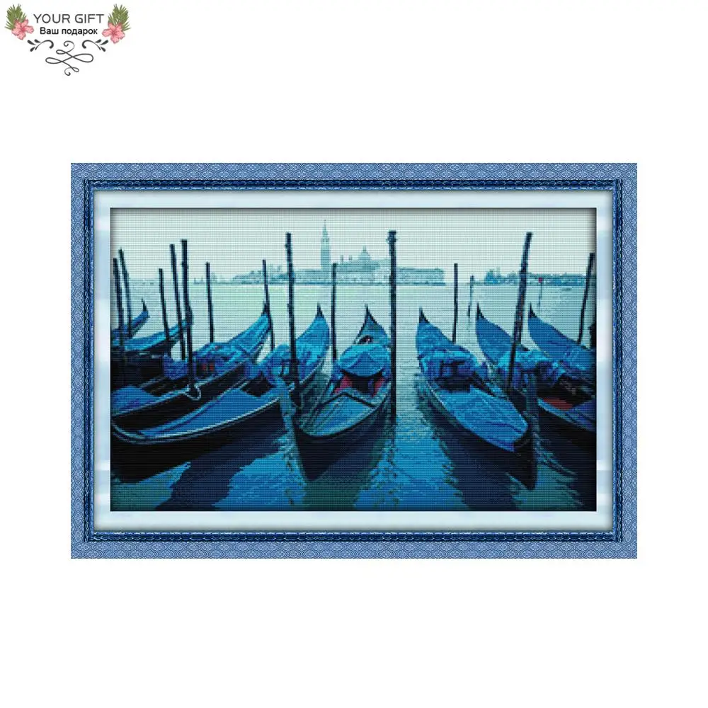 Joy Sunday F762 14CT 11CT Счетный и штампованный домашний декор Венеция лодки рукоделие
