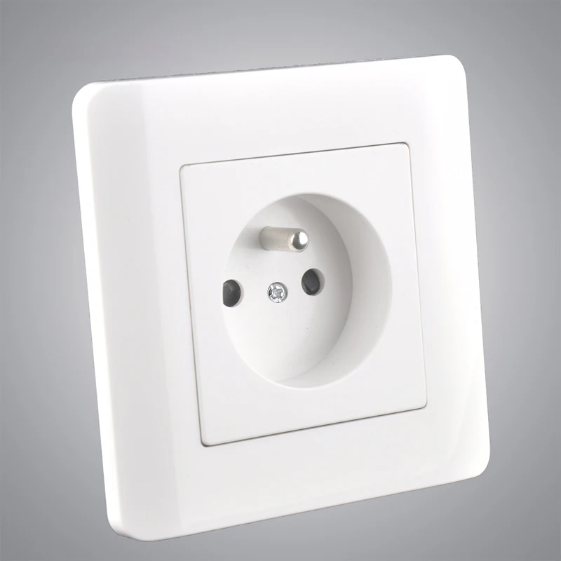 

Pure White 86mm France Wall Outlet CE UL Standard 16A Electric Power Panel For Charging Energy