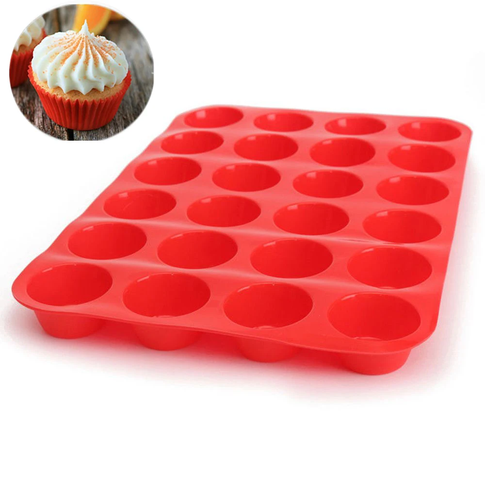 Buy 24 Cavity Round Silicone Muffin CupCake Cookie Chocolate Mould Pan Baking