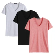 GustOmerD, 3 комплекта, футболки, мужская модная одежда, 8 цветов, повседневные, v-образный вырез, короткий рукав, футболки, облегающие пуловеры, футболка для мужчин, плюс S-3XL