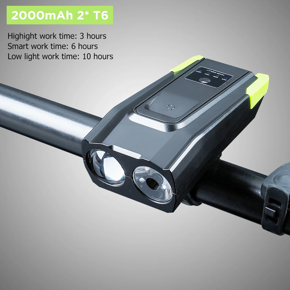 no rear light Умный головной светильник, перезаряжаемый через USB, велосипедный передний светильник, набор, 4000 мА/ч, индукционный велосипедный светильник с рогом, светодиодный велосипедный светильник, велосипедный светильник - Цвет: no rear light