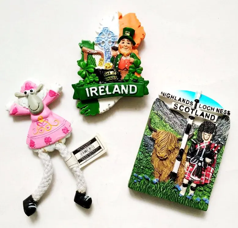 Handmade Painted Ireland 3D Resin Fridge World Tourist