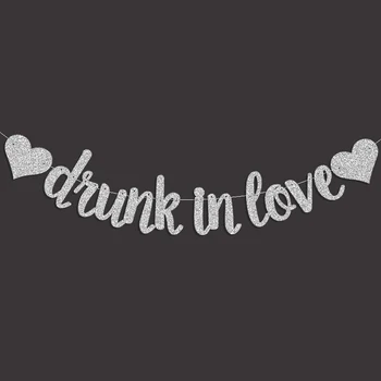 

Drunk in Love Banner Silver/Black/Gold Glitter Wedding Sign Decor Bachelorette/Engagement/Bridal Shower Party Decorations