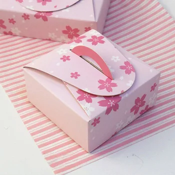 

12*12*5.5cm Pink sakura Flower Bakery packaging box cake box paper boxes wedding decoration boxes 100pcs/lot