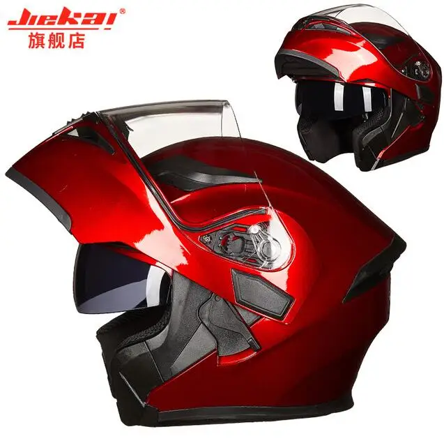 Модульный мотоциклетный шлем Флип Полный лицевой гоночный шлем cascos para moto двойные линзы могут быть оснащены Bluetooth capacete DOT - Цвет: 1