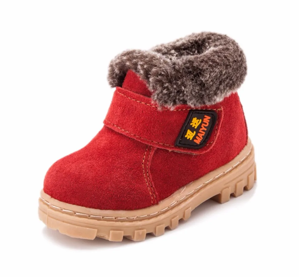 Повседневные детские термоботинки, обувь для девочек, зимняя обувь, теплые зимние сапоги для мальчиков, детская обувь, обувь из коровьей кожи для мальчиков и девочек